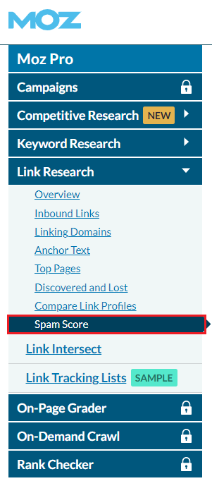 SEO対策ツールMozでSpam Scoreを確認する方法